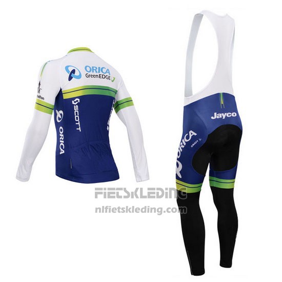 2014 Fietskleding Orica GreenEDGE Wit en Blauw Lange Mouwen en Koersbroek